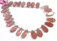 Quartz rose naturel à facettes, pierres précieuses en vrac, brin de 8 pouces, perles en forme de poire de 15x7,5 mm, 22 pièces, qualité supérieure, Afrique du Sud
