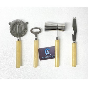 Outils de bar de vente chaude avec poignée en résine passoire à vin ouvre-bouteille mesure Jigger pince à glaçons outils de bar Vintage ensemble de barman - Product Image 3