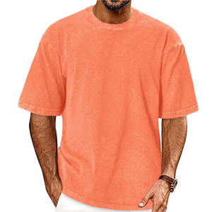 T-shirt à manches courtes pour homme, style streetwear, coupe ample, épaules tombantes, logo personnalisé, imprimé délavé à l'acide, motif uni, 2026 - Product Image 3