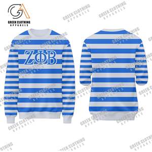 Sweatshirts pour hommes personnalisés col rond à manches longues bleu sororité Zeta Phi Beta votre propre nom Soror numéro Chenille Sweatshirts - Product Image 1
