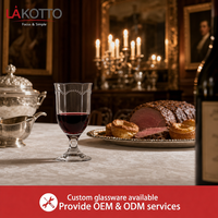 LAKOTTO Gobelet à pied en verre transparent élégant pour hôtels et banquets, 340 ml, avec détail de bordure perlée, verrerie en gros, fabricant OEM