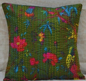 New Arrival Indian Handmade 16x16 Inch Cotton Kantha <b>Cushion</b> Covers Quilted Decorative Ethnic Sofa <b>Cushions</b> - Product Image 3
