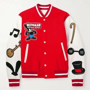 Chaqueta universitaria de béisbol con letras de cuero genuino Casual invierno Bomber Stand botón cierre manga larga transpirable tejido lavado - Product Image 5