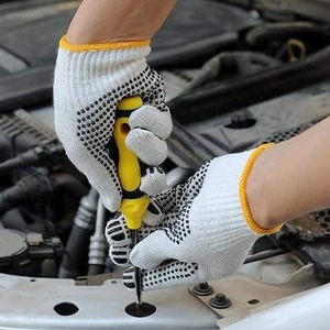 ถุงมือทำงานผ้าฝ้ายพร้อมด้ามจับลายจุดที่ทนทานระบายอากาศได้สำหรับงานสวนคลังสินค้าและงานกลางแจ้งโลโก้ออกแบบได้ตามต้องการ - Product Image 3