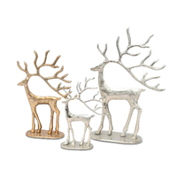 Ensemble de 3 sculptures de table en aluminium en forme de bois de cerf pour la décoration de la maison Diwali, centres de table au design moderne et épuré