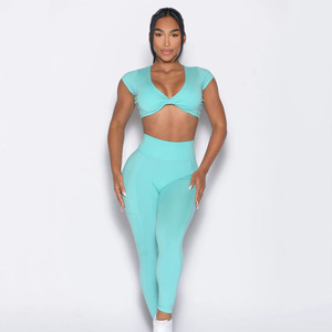 Dernier modèle de leggings de yoga à taille élastique avec poches latérales Leggings taille haute avec scrunch pour les fesses Leggings de sport et d'entraînement - Product Image 2
