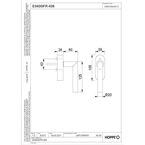 Manilla para Ventana de Acero Inoxidable HOPPE Amsterdam E0400/FR-408, 20-30 mm, Acabado Mate, Producto para Hogar Inteligente, Paquete de 10 - Product Image 4