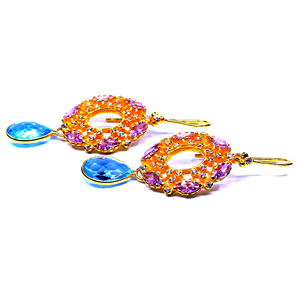 Pendiente de topacio hidro rosa, Plata de Ley 925, piedras preciosas, chapadas en oro, pareja de mujeres, boda minimalista preciosa - Product Image 4