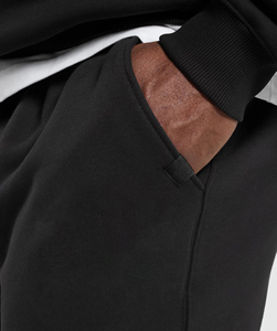Pantalon de survêtement mi-long vintage en laine noire pour homme, taille élastique avec cordon de serrage, coupe droite, imprimé, pour l'automne, vente en gros - Product Image 5