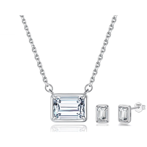 NOVAMART Fine Fine Jewelry Sets Confidence-Boosting <b>Emerald</b> Cut Moissanite <b>Studs</b> & Pendant Wholesale Export - Product Image 1