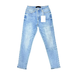 Jeans skinny streetwear en denim de couleur personnalisée, respirant, motif uni, taille mi-haute, 100% coton - Product Image 5