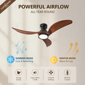 42 Inch Solid Wood Blade <b>Ceiling</b> <b>Fan</b> with Light 3 Blade Modern Design Quiet DC Motor <b>Remote</b> <b>Control</b> for Bedroom Living Room - Product Image 3