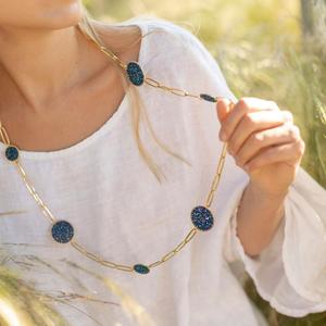 Collar con colgante de ojo malvado de piedras preciosas para mujer, joyería de alta calidad, Plata de Ley 925, piedra chapada en oro de 18 quilates, circón - Product Image 3