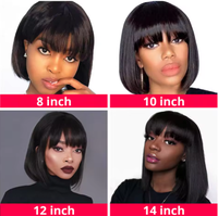 Perruques Bob courtes de cheveux humains pour les femmes noires faites à la machine perruque Bob droite cheveux humains avec une frange pleine Machine Remy