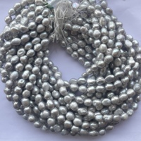 Perles d'eau douce naturelles grises de 9 mm et 10 mm, perles lisses coupées, brins de perles de qualité AAA, certifiées IGI, fournitures pour la fabrication de bijoux