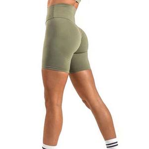 Pantalones cortos de buena calidad para correr para mujer, Shorts de cintura alta personalizados para gimnasio, cordón de Fitness, diferentes colores, licra, poliéster, 2023 - Product Image 4