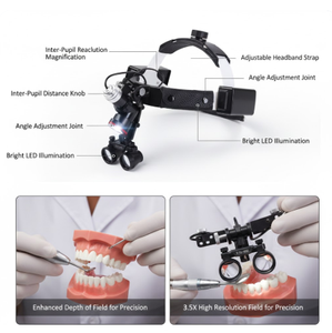 プロフェッショナル 3.5X 歯科用双眼ルーペ、電気 LED ヘッドライト付き、作業距離 420mm、医療手術用拡大鏡 - Product Image 5