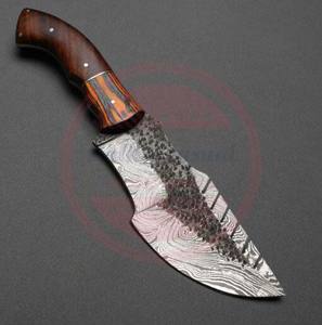 Couteau de suivi en acier damas fait main \ Couteaux de survie de camping en plein air à lame fixe personnalisés en gros - Product Image 4