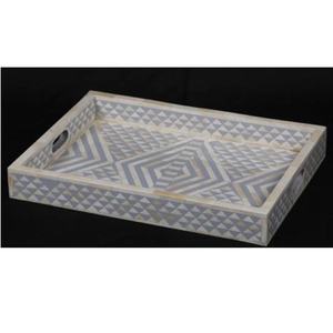 Plateau rectangulaire en incrustation d'os pour hôtel Incrustation d'os servant cuisine Table basse plateau décoratif pour salon décor à la maison - Product Image 2