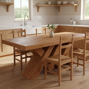 Mesa de Comedor de Madera Suar de Estilo Moderno y Minimalista con Bordes Rectos y Patas Cruzadas en X de Madera Sólida para Uso en Restaurantes y Hoteles - Product Image 6