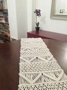 Camino de mesa de macramé tejido a mano, decoración de boda bohemia de algodón, venta al por mayor - Product Image 6