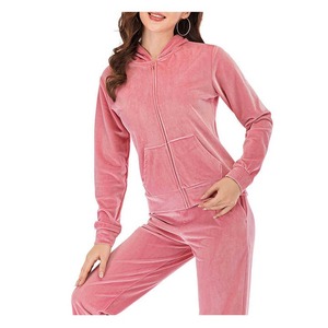Best OEM Service Full Zip Up Plain <b>Velvet</b> <b>Women</b> Velour <b>Jogger</b> Set Good High Quality Track Suit <b>Women's</b> Gym Tracksuit 2026 - Product Image 6