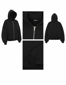 <b>Plain</b> <b>Black</b> Full Zip Hoodie for <b>Men</b> Women Thick Fleece Lined Loose Fit Casual Hooded <b>Sweatshirt</b> Outerwear - Product Image 5