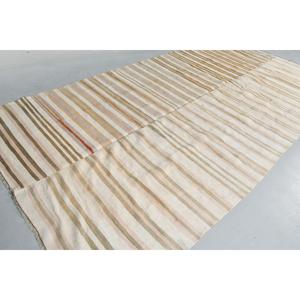 พรมตุรกีโบราณขนาดใหญ่ 5.7x12.2 ฟุต พรมขนสัตว์ลายดอกไม้สีขาว - Product Image 2