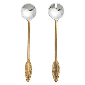 ชุดเซ็ทเซิร์ฟเวอร์พร้อมช้อนส้อมและช้อนซุป,ใบเงาสีทองพร้อมด้ามจับกิ่งไม้พร้อมช้อนซุปและชุดเซิร์ฟเวอร์สลัดพิกกเกอร์ส้อมผลไม้ - Product Image 3