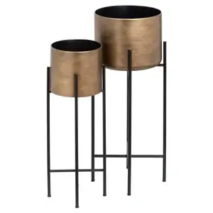 New Latest Stylish Fancy Design Stand Planter For Home Indoor & Outdoor Flower Pot SET OF 2 Luxury New Brass Metal Decoration