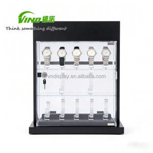 ตู้โชว์นาฬิกาแบบล็อคได้หลายชั้นพร้อมชั้นวางอะคริลิคและตะขอ - ตู้โชว์อะคริลิค ตู้โชว์อะคริลิคป้องกันการโจรกรรม - Product Image 2