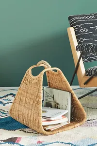 Top Selling Natural Rattan <b>Magazine</b> Basket <b>Holder</b> Storage Basket OEM Customized Handmade in Vietnam Wholesale - Product Image 3
