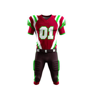 Vente en gros personnalisé Uniforme de football américain à manches courtes pour hommes Ensemble de pantalons en jersey sublimé respirant Matériel d'impression de logo - Product Image 2