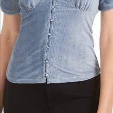 Top casual da ragazzo American Rag, blu scuro, taglia extra small, in velluto a costine con maniche arricciate e chiusura con cerniera - Product Image 3