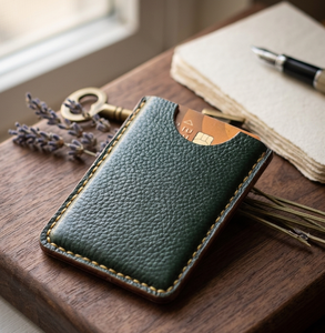 Vintage Genuine Leather Minimalist <b>ID</b> Card <b>Holder</b> Slim Card Sleeve Credit Card Wallet Front Pocket Case for Office Gift - Product Image 1