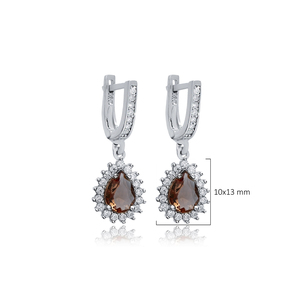 Pendientes colgantes de piedra sultanita con forma de pera CZ, joyería fina de Plata de Ley 925 hecha a mano turca al por mayor - Product Image 2