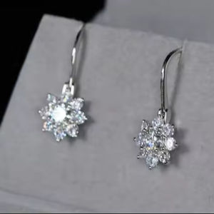 Moissanite Diamond Earrings 925 <b>Sterling</b> <b>silver</b> Gift For Her - Product Image 5