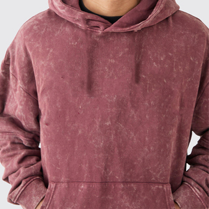 Vintage Acid Washed <b>Hoodie</b> for Men Luxury Two-<b>Layered</b> <b>Double</b> <b>Sleeves</b> 100% Cotton Fleece Long Length High Quality Men's Hoodies - Product Image 3