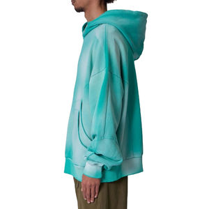 เสื้อฮู้ดซักกรดแบบสวมหัวสำหรับผู้ชายเสื้อมีฮู้ดโอเวอร์ไซส์ลาย500Gsm แสงแดดซีดจางออกแบบโลโก้ได้ตามต้องการ - Product Image 3