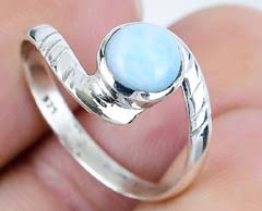 Vente chaude 925 Sterling Silver Handmade Jewelry Ring Vintage Silver Plated Jewelry RingTrendy Natural Republic Larimar Gemstone - Product Image 2