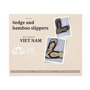 Pantoufles de carex et de bambou meilleur produit du Viet Nam meilleur prix de vente de Lotus bleu + 84931096022 - Product Image 1