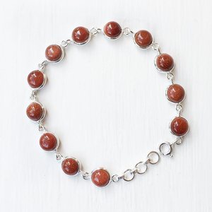 Bracelet réglable en argent sterling 925 pour femme, pierre de soleil brune, lunette en pierre de guérison, bijoux pour cadeaux ou fêtes - Product Image 6