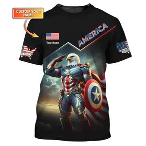 Camiseta de Cuello Redondo de Algodón 100% de Secado Rápido con Nombre Personalizado American Pride, Camiseta para Hombre con Estampado Digital de 180 Gramos - Product Image 1