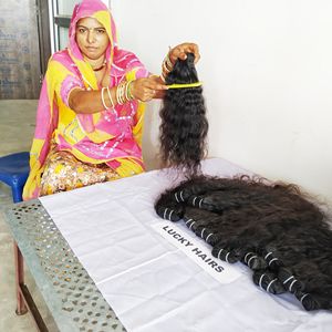 100% precio al por mayor paquete hueso ondulado indio Remy grado cabello humano negro Natural 10-32 pulgadas extremos dobles dibujados - Product Image 2