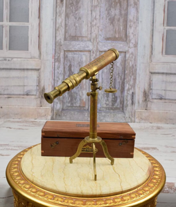 Telescopio de Latón Moderno con Caja de Madera, Telescopio de Latón Hecho a Mano, el Mejor Artículo para Regalo - Product Image 1