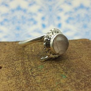 แหวนสายรัดแบบโบฮีเมียนเรียบง่ายถูกประดิษฐ์ขึ้น925เงินสเตอร์ลิงพร้อมโรสควอตซ์เพชรสำหรับเครื่องประดับงานแต่งงานของผู้หญิง - Product Image 4