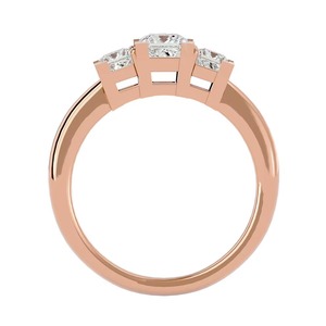 Elegant 14K Rose Gold Three Stone <b>Princess</b> Cut Diamond Engagement Ring for Anniversaries Sterling Silver Fashion Jewelry - Product Image 3