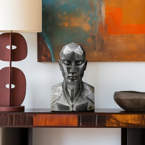 Único llamativo hombre cara escultura artística Mesa objeto moderno hogar Decoración declaración pieza para sala de estar Oficina - Product Image 2