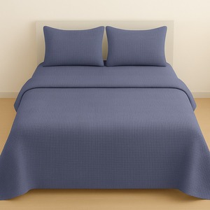 Sinada Home Modern Double Waffle Square Patterned Juego de piqué de color humo con sangría para uso en hoteles y viajes - Product Image 1