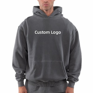 Alta calidad 500 GSM algodón grueso en blanco liso de peso pesado sudaderas con capucha de gran tamaño sin cuerda Unisex logotipo personalizado de talla grande sudaderas con capucha para hombres - Product Image 1